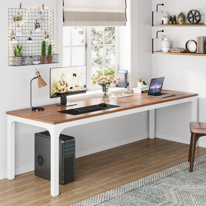 Extra Large Industrial Computer Desk for 2 People | Heavy-Duty Double Workstation with Sturdy Metal Frame