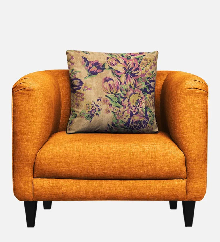 Fabric 1 Seater Sofa in Vivid Orange Colour