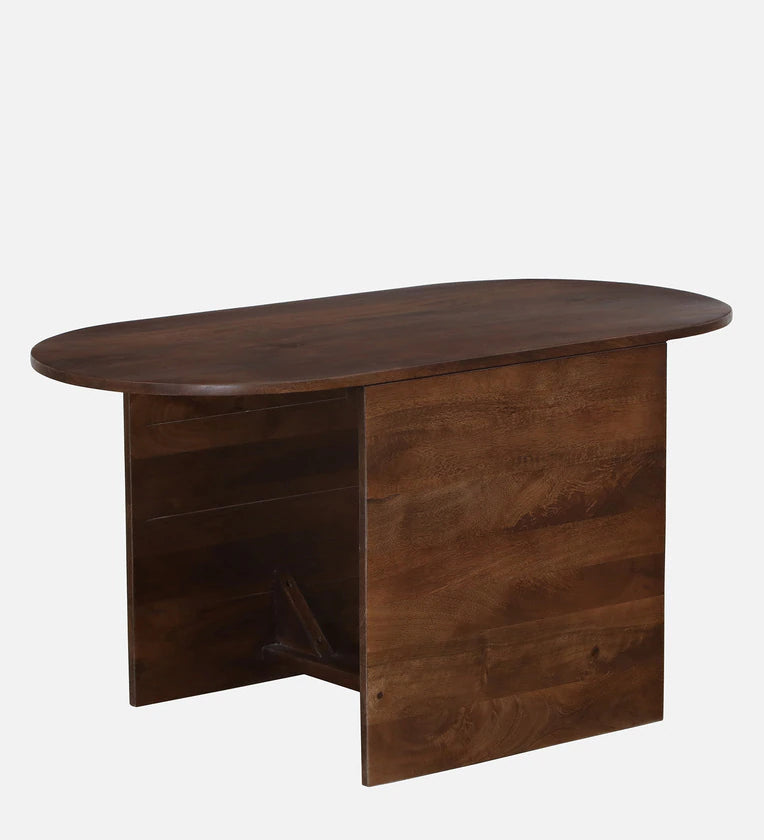 Solid Wood Coffee Table In Walnut Finish With Stool