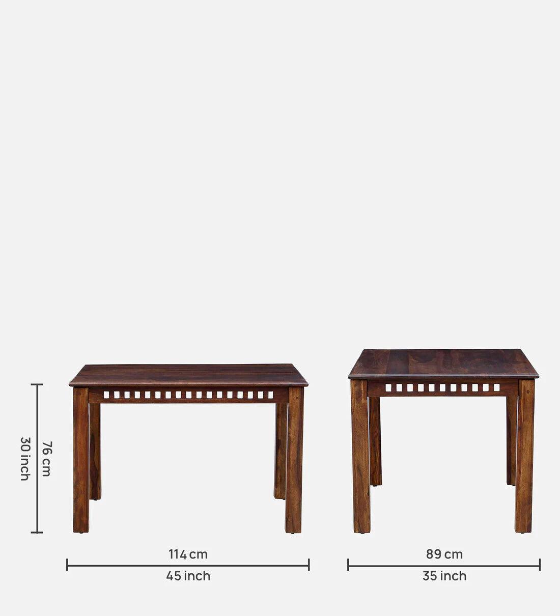 Sheesham Wood 4 Seater Dining Set In Scratch Resistant Provincial Teak Finish - Ouch Cart 