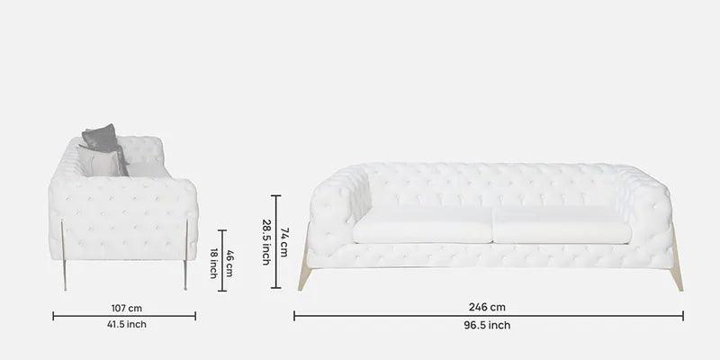Fabric 3 Seater Sofa in White Colour - Ouch Cart 