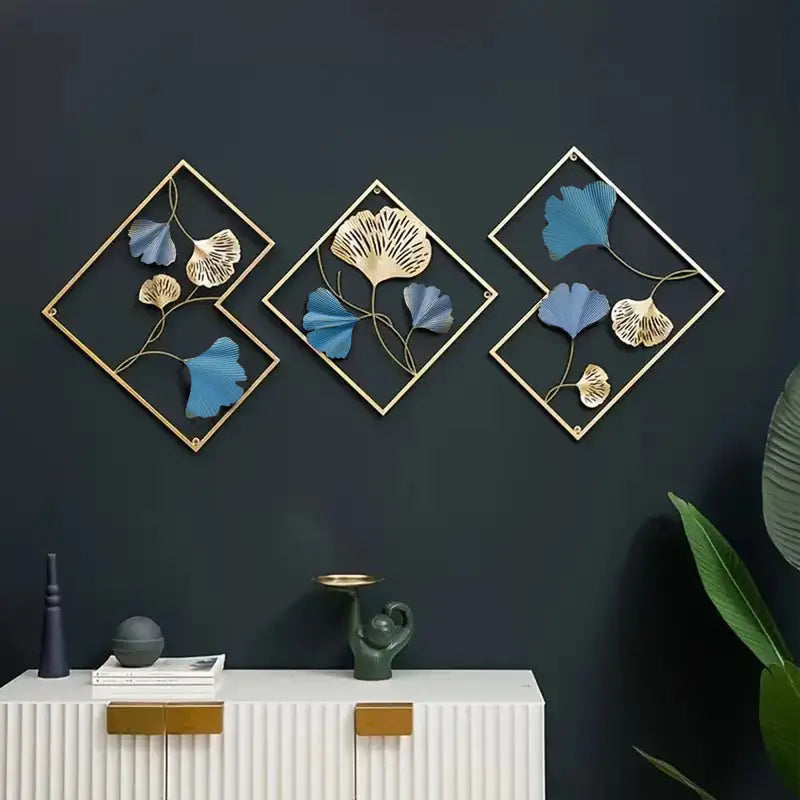 SET OF 3 GOLD WALL ART