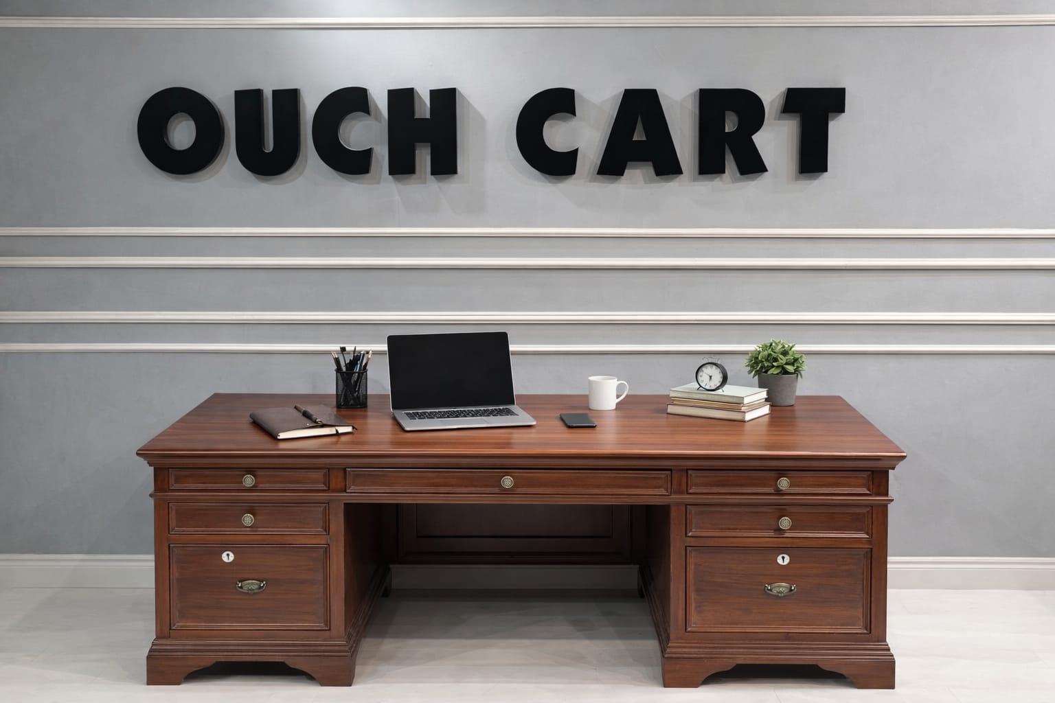 Classic Wooden Executive Office Table with Storage Drawers | Premium Work Desk