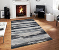 Dark Gray Wool & Viscose Abstract 4x6 Feet  Hand-Tufted Carpet - Rug
