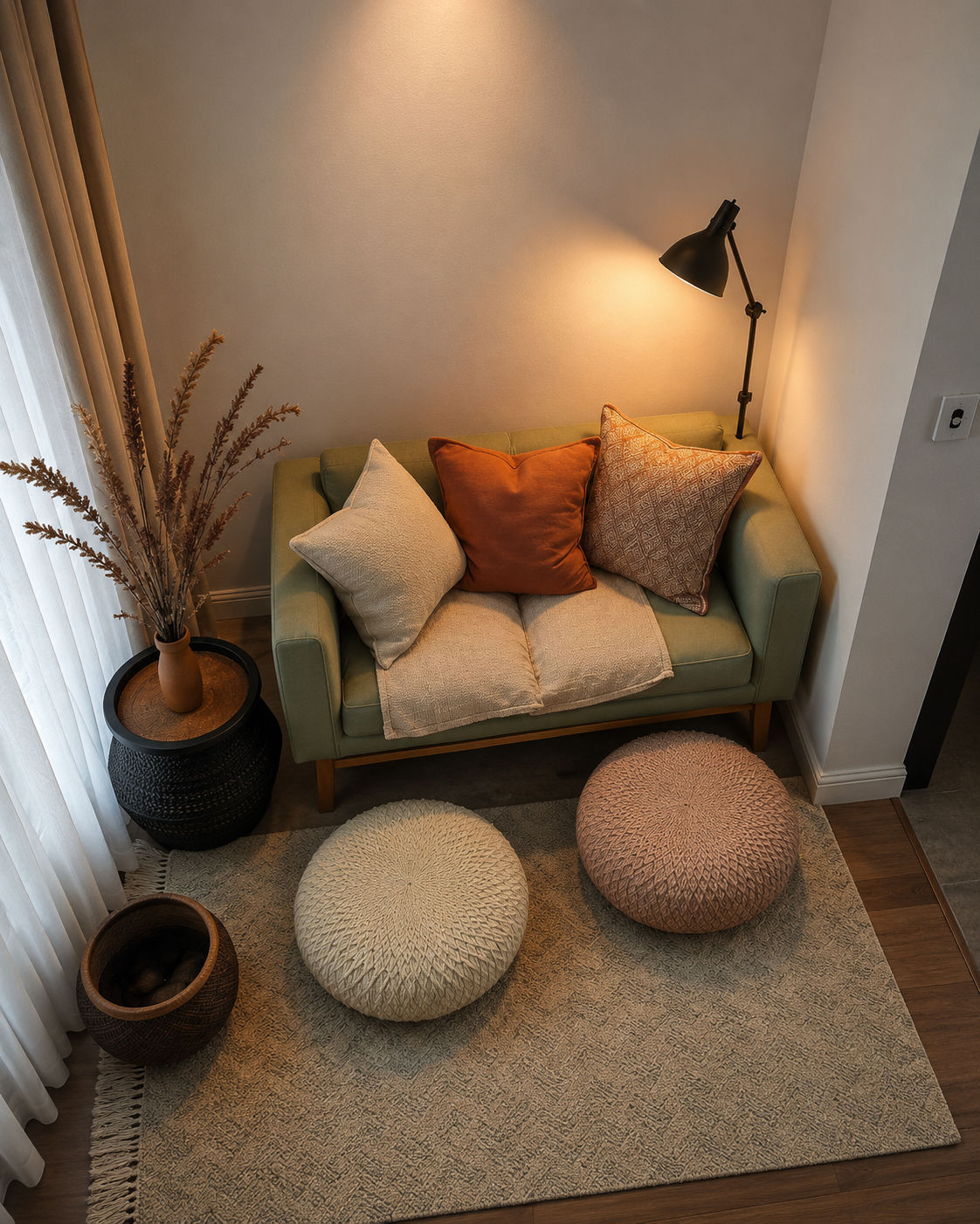 Modern 2-Seater Fabric Sofa with Cushions | Stylish Living Room Sofa
