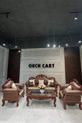 Luxury Classic Wooden Sofa Set (3+1+1) with Premium Upholstery | Royal Living Room Furniture