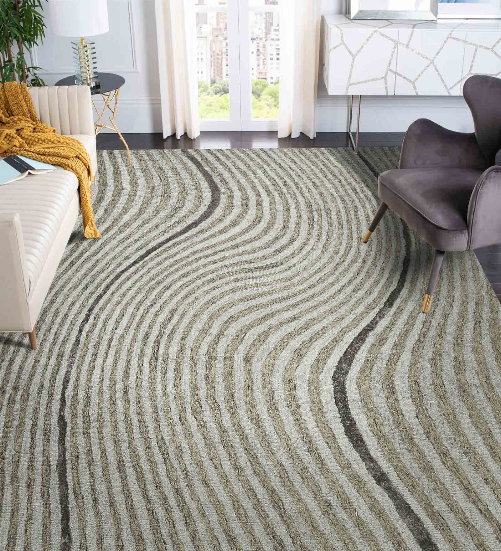 IRON Wool & Viscose Canyan 8x10 Feet  Hand-Tufted Carpet - Rug