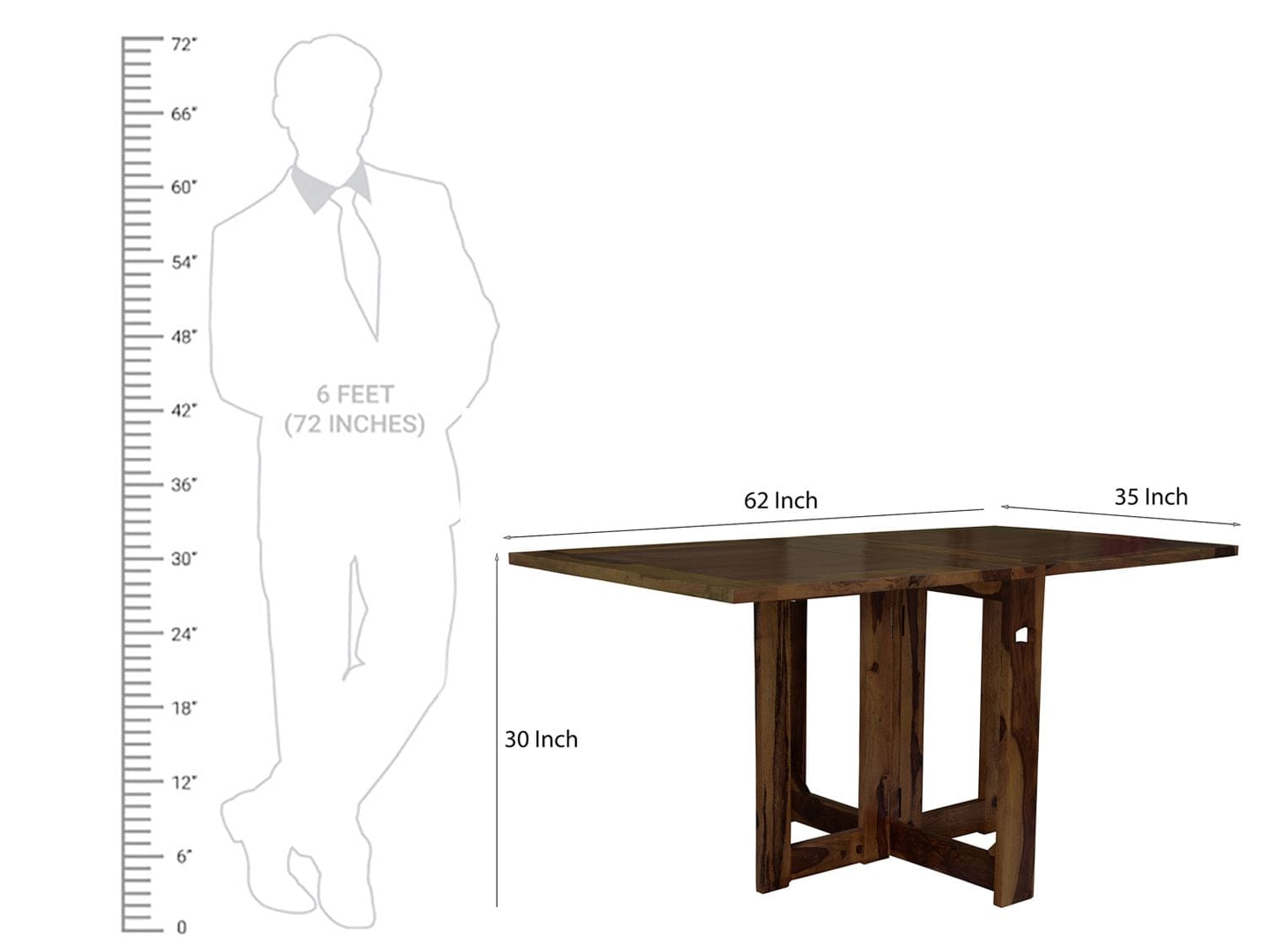 Sheesham Wood foldable dining table in walnut finish