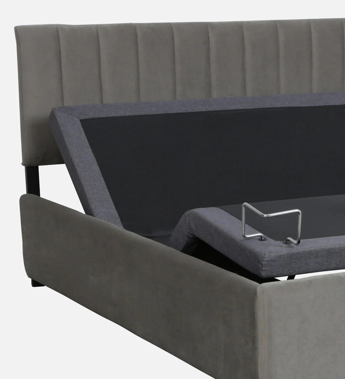 Aliba King Size Smart Bed in Italia Grey Colour With Remote