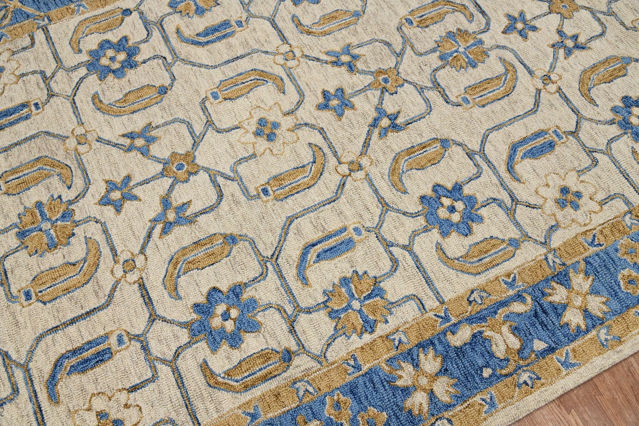 Royal Blue Wool Romania 5x8 Feet  Hand-Tufted Carpet - Rug