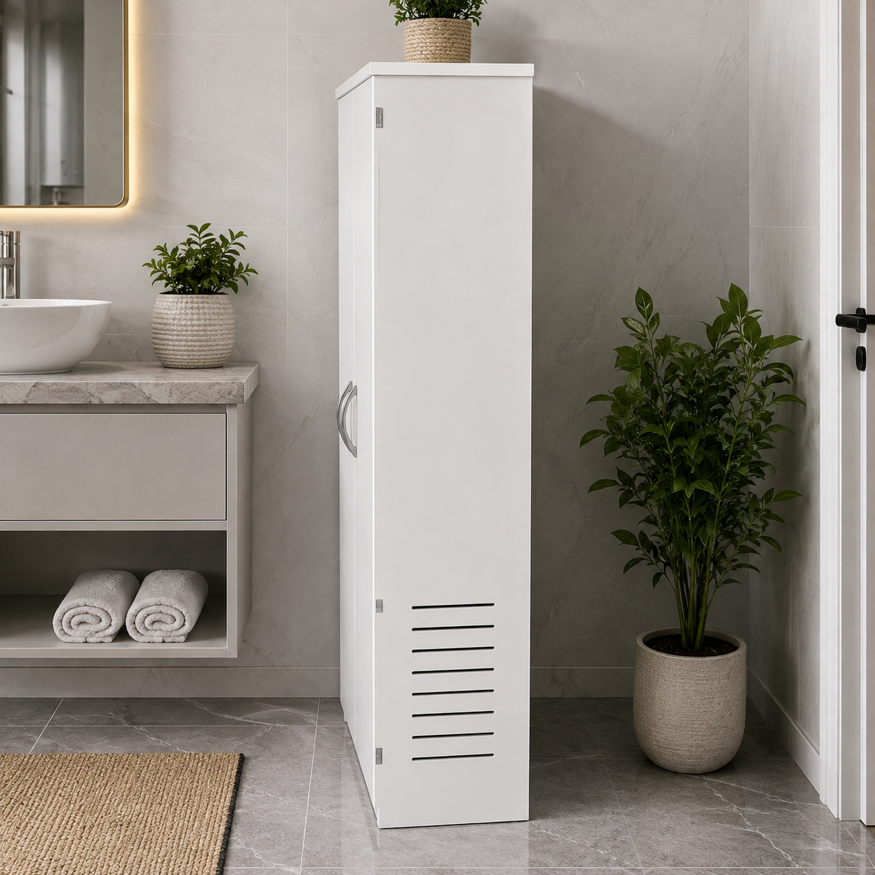Waterproof Bathroom Storage Cabinet with Double Doors