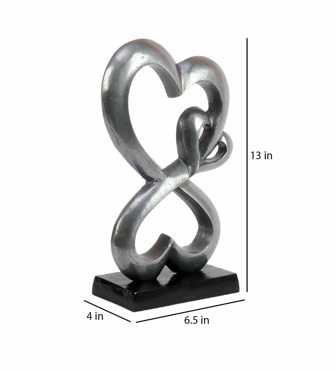 Family Heart Vblue And Black Base Raw Finish Small Sculpture,