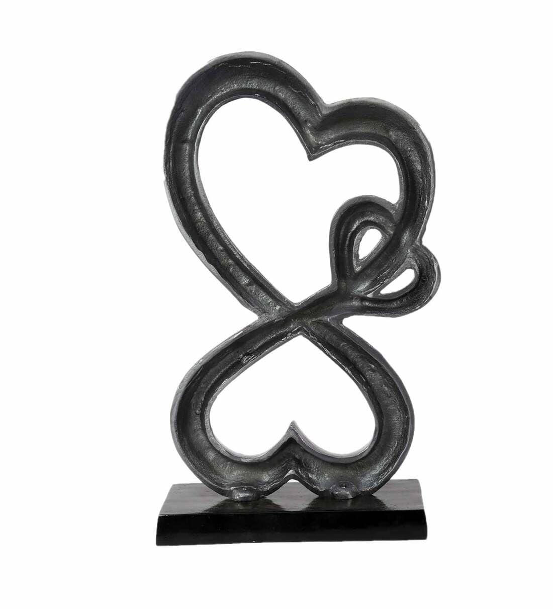 Family Heart Vblue & Black Base Raw Finish Large Sculpture,