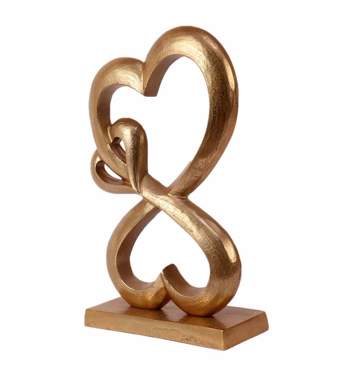 Family Heart Gold Raw Finish Large Sculpture,