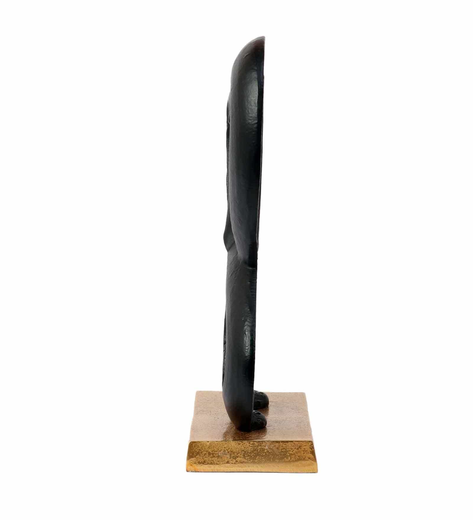 Family Heart Black And Gold Base Raw Finish Small Sculpture,