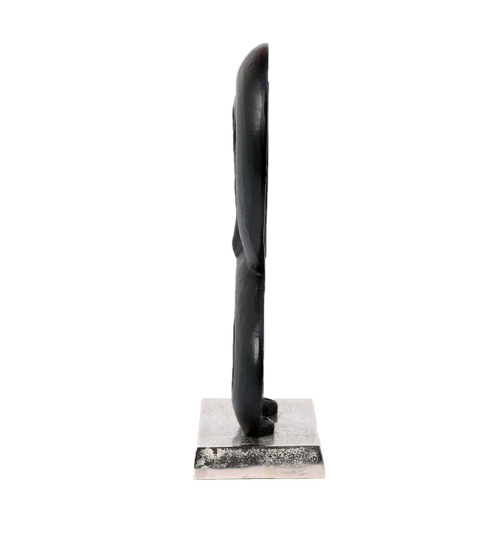 Family Heart Black And Silver Base Raw Finish Small Sculpture,