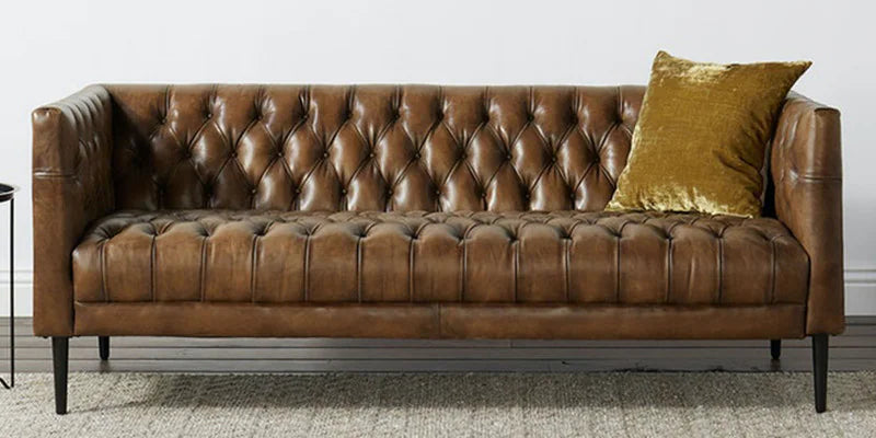 Leatherette 3 Seater Sofa In Brown Colour