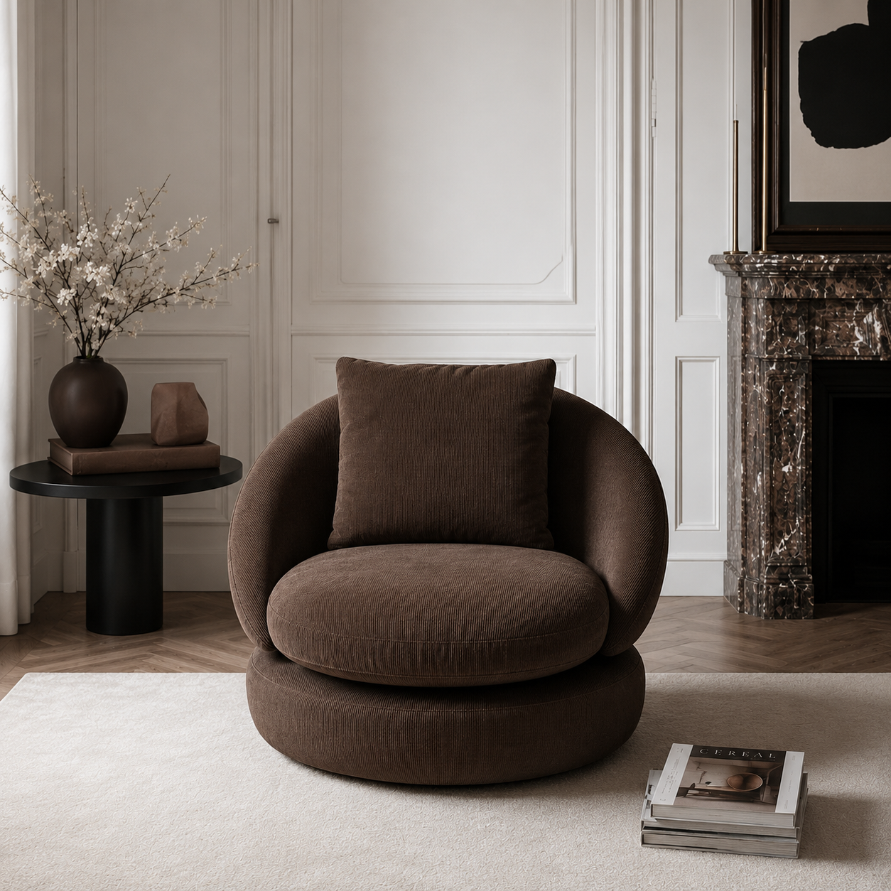 Ouch Cart Modern Brown Upholstered Accent Lounge Chair