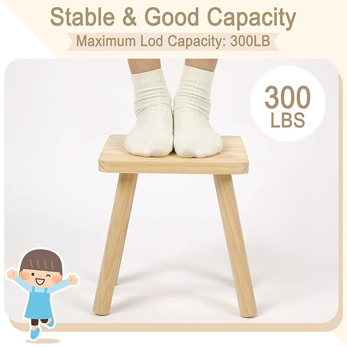Children's Stool Matched with Sensory Table, Sturdy Kids Stool Chair Multi Purpose Sitting Stool for Toddler Playroom Bathroom Daycare Home School, Square