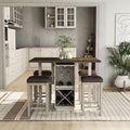 Modern Counter Height Dining Table Set with Storage & 4 Upholstered Bar Stools