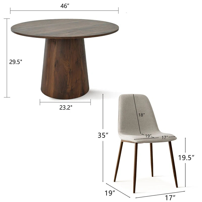 5 - Piece Round Pedestal Dining Table Set