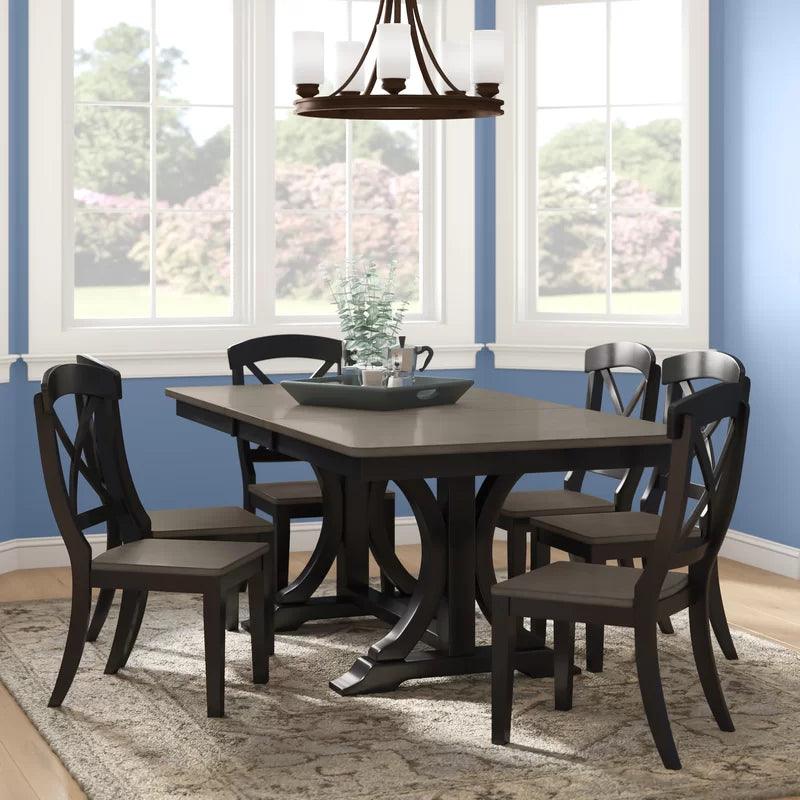 7 - Piece Extendable Solid Wood Dining Set - Ouch Cart 