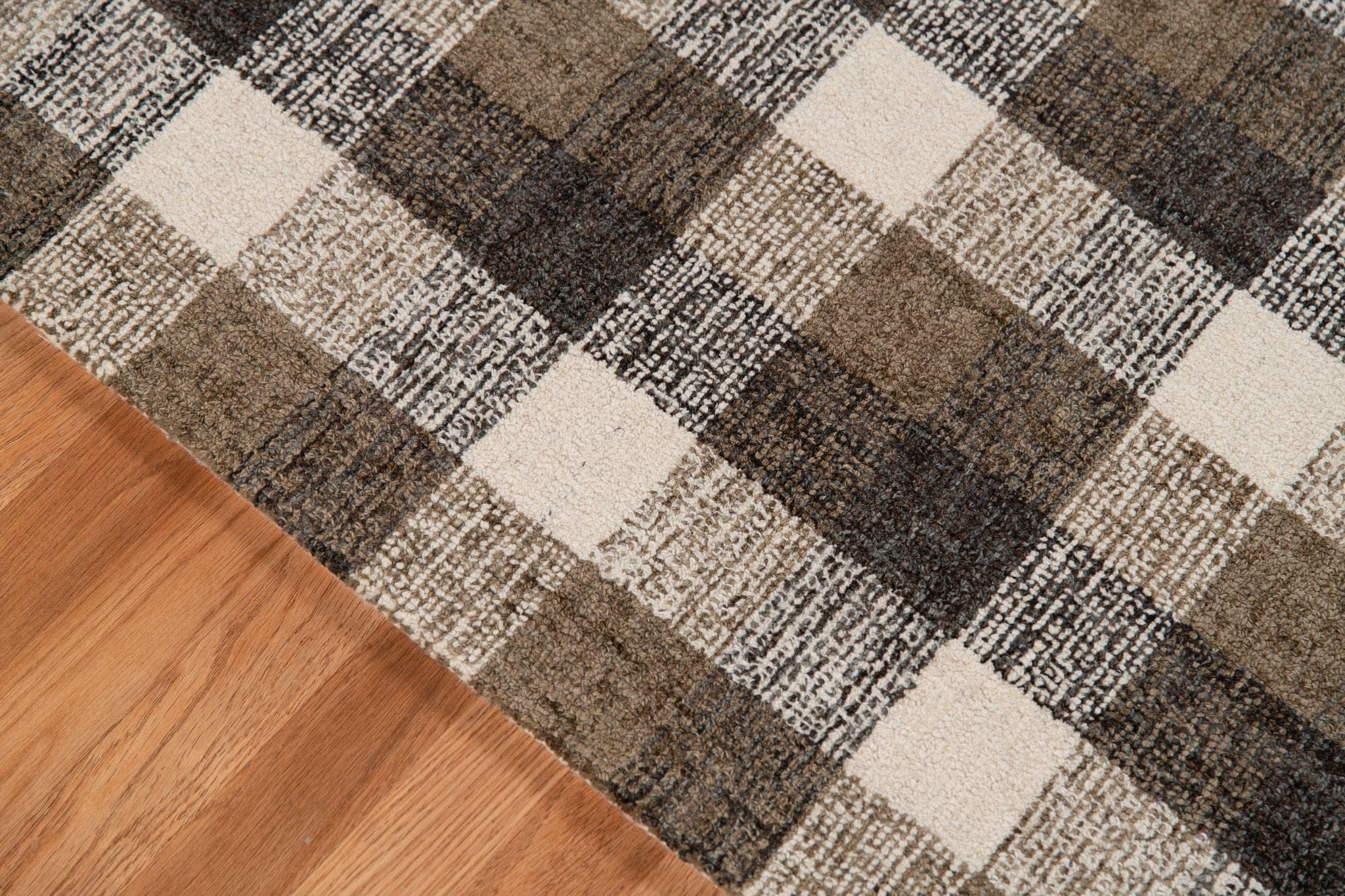 Khaki Wool Tartan 8X10 Feet Hand-Tufted Carpet - Rug