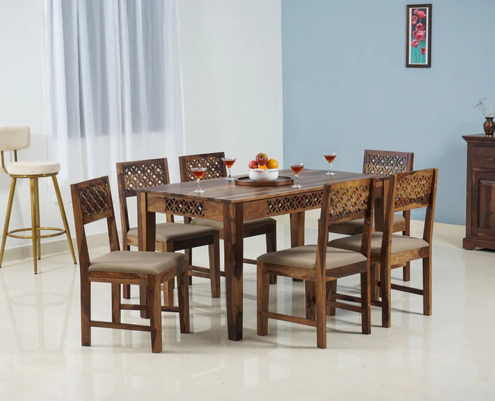 Ziyi Sheesham Wood 6 Seater Dining Table Set with 6 Chair for Dining Room
