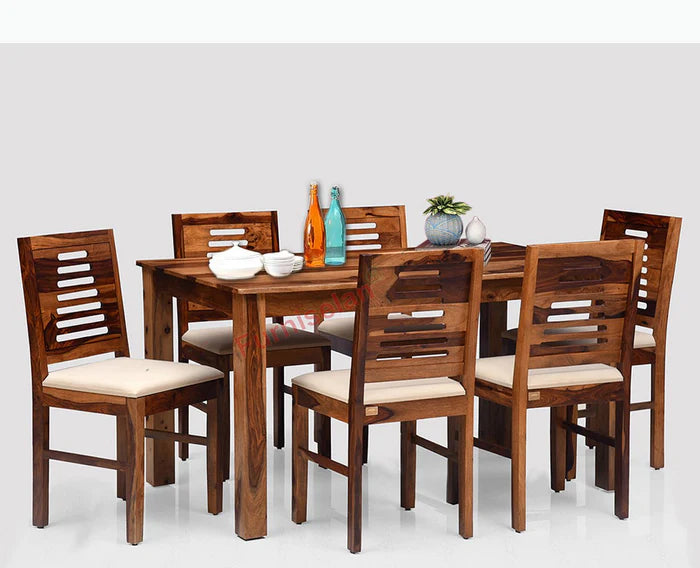 Liwei  Sheesham Wood 6 Seater Dining Table Set with 6 Chair for Dining Room