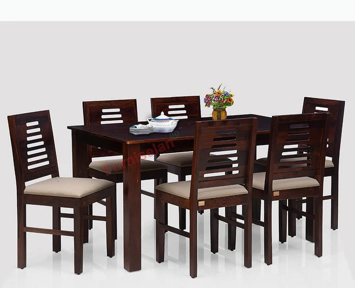 Liwei  Sheesham Wood 6 Seater Dining Table Set with 6 Chair for Dining Room