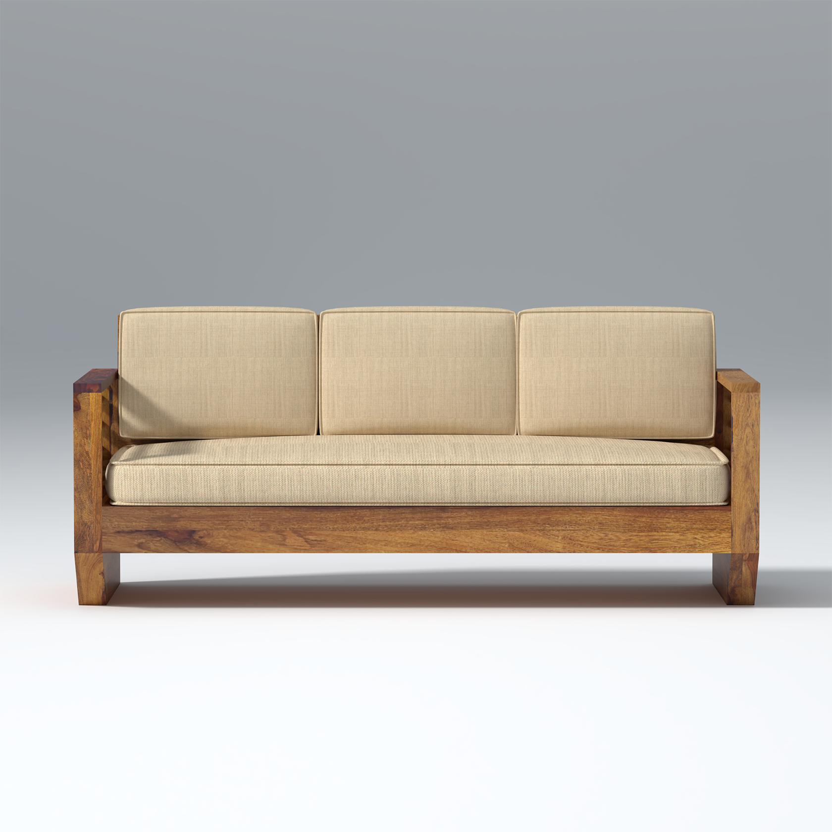 Plushify Sheesham Wood Sofa In Light Honey