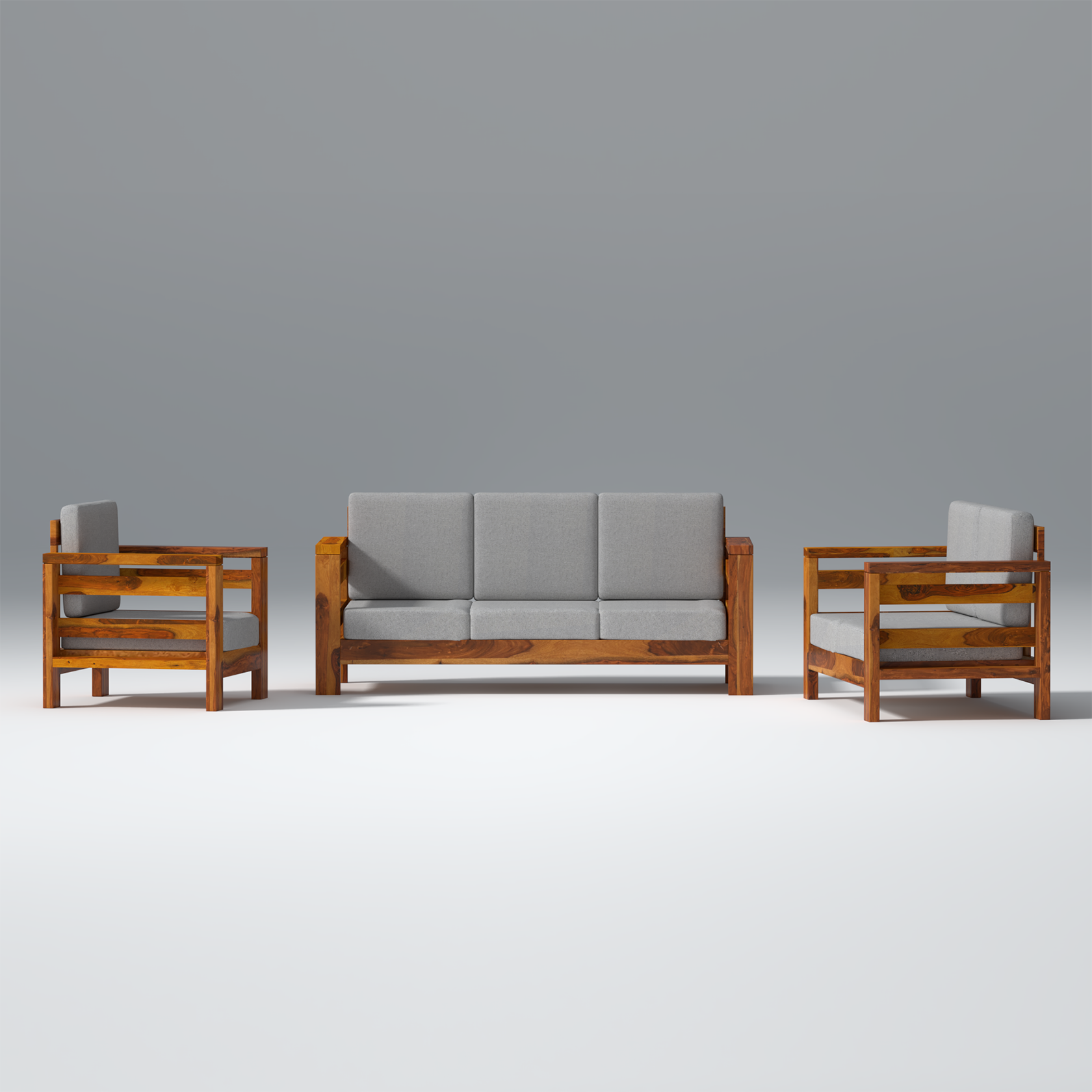 Eirini Elegance Sheesham Wood sofa In Light Honey Color