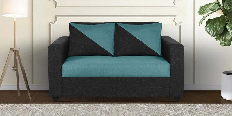 Fabric 2 Seater Sofa In Royal Black & Blue Colour