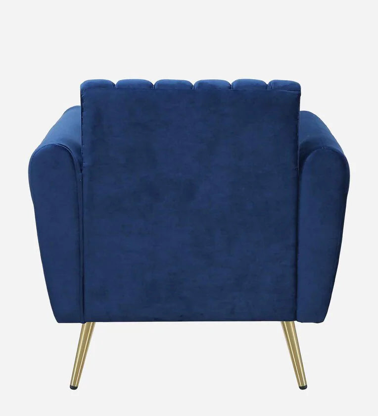 Velvet 1 Seater Sofa In Royal Blue Colour