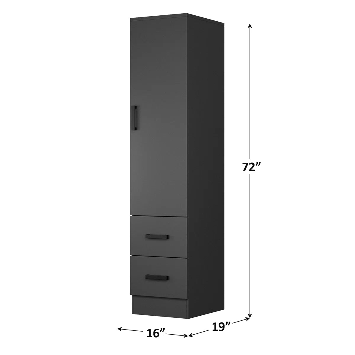 Wardrobe Armoire Closet 2 Drawers Solid Wood Reversible Door for Bedroom