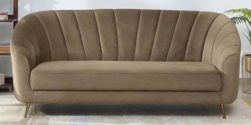 Velvet 3 Seater Sofa In Fossil Grey Colour - Ouch Cart 
