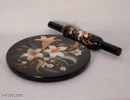 indian Marble Printed Chakla/Rolling Pin Board/Roti Maker/Chakla/Chapati Maker for Home & Kitchen | Finished Marble Roti Maker (10 Inch) ( Multi chakla belan)