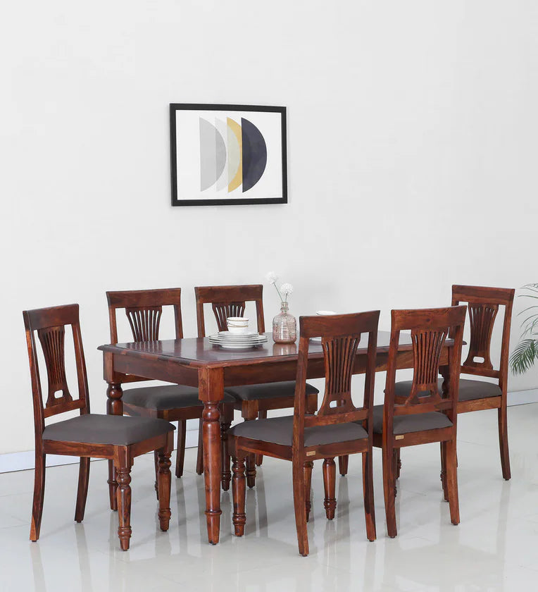 Sheesham Wood 6 Seater Dining Set in Scratch Resistant Honey Oak Finish