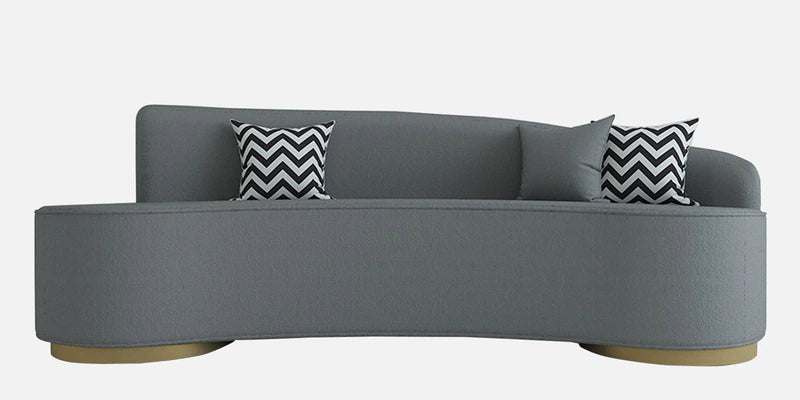 Boucle Fabric 3 Seater Curve Sofa In Melange Grey Colour