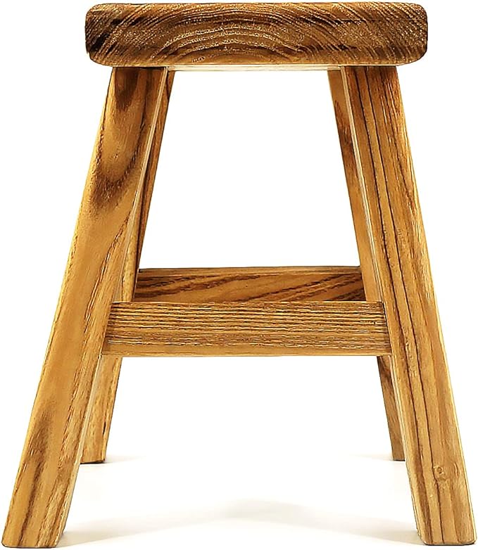 Solid Wood Stool Milking Stool 10" Height Wooden Step Stool Simple Wooden Viking Stool (12" Long 6" Wide)