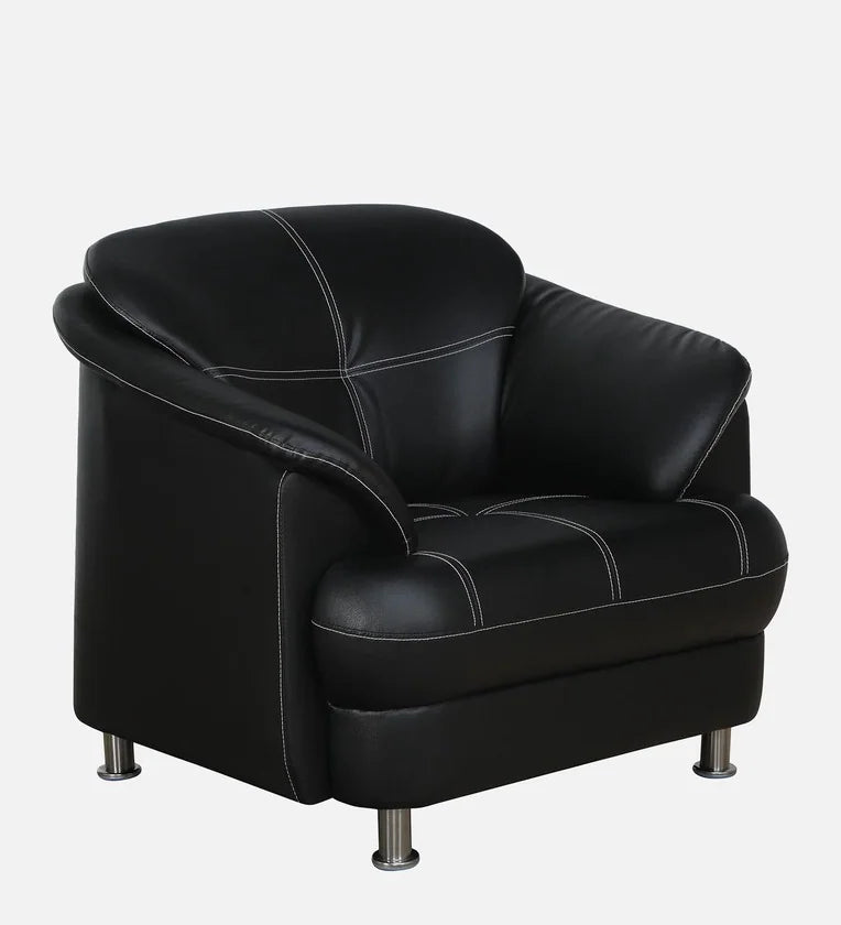 Leatherette 1 Seater Sofa in Black Colour
