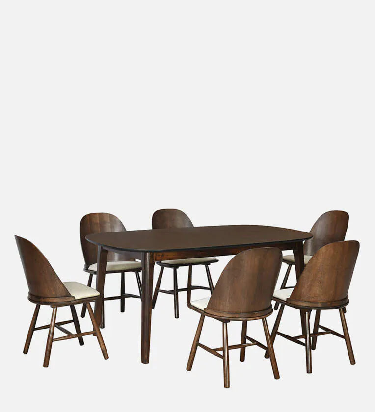 6 Seater Dinning Table In Brown Finish
