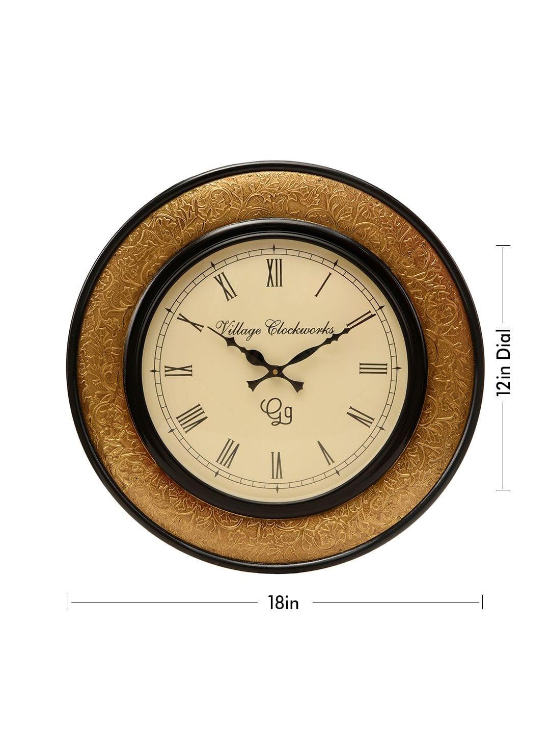 Round Polish with Metal Brass 18 Inches Wall Clock - Ouch Cart 