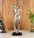 Silver Couple Abstract Figurine Statue In Raw Finish,
