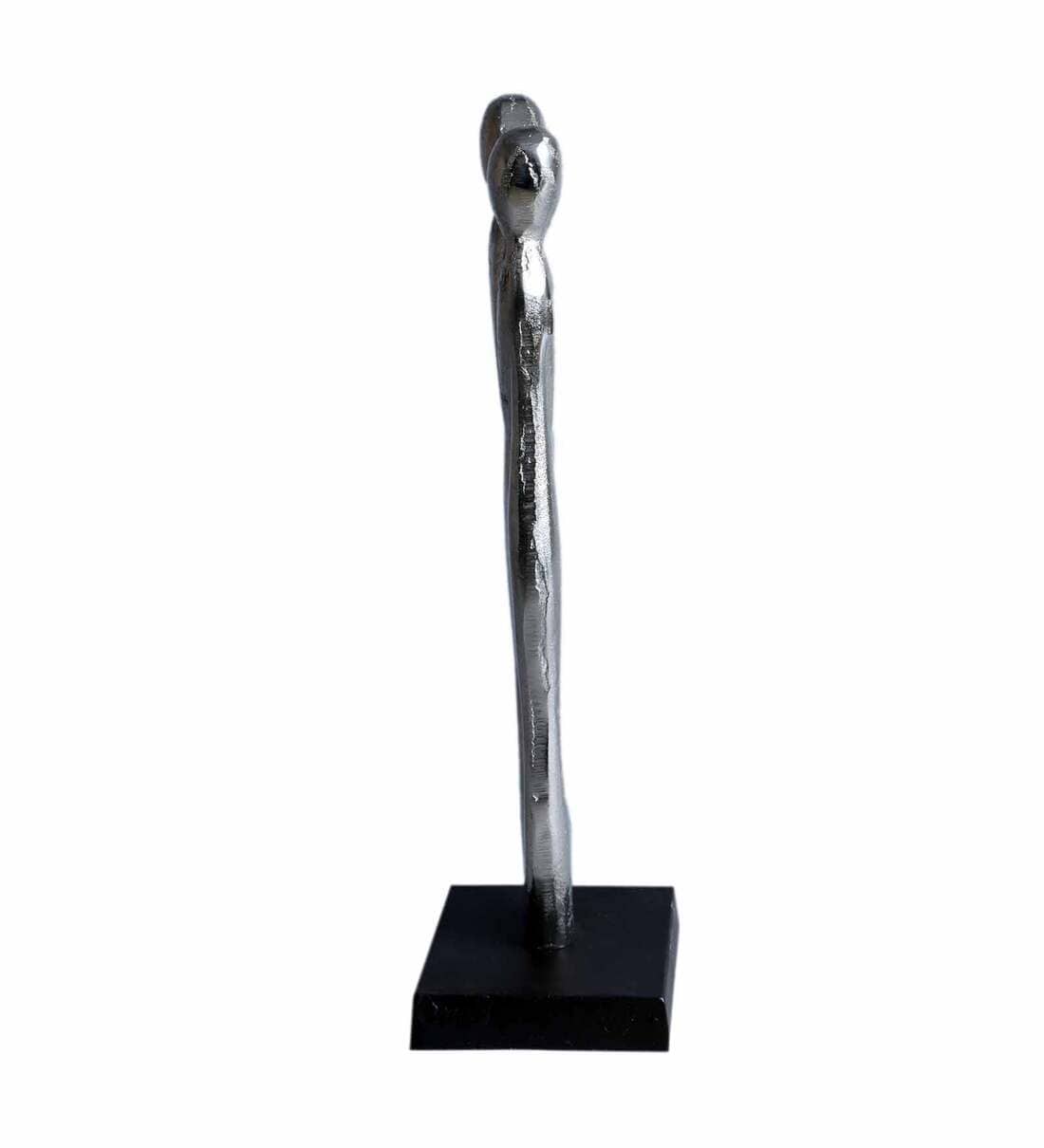 Silver Couple Abstract Figurine Statue In Raw Finish,