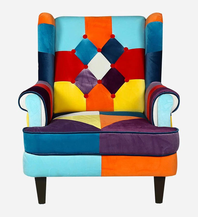 Velvet 1 Seater Sofa in Multi Colour