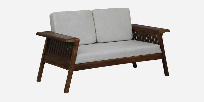Sheesham Wood 2 Seater Sofa In Scratch Resistant Beige & Provincial Teak Finish