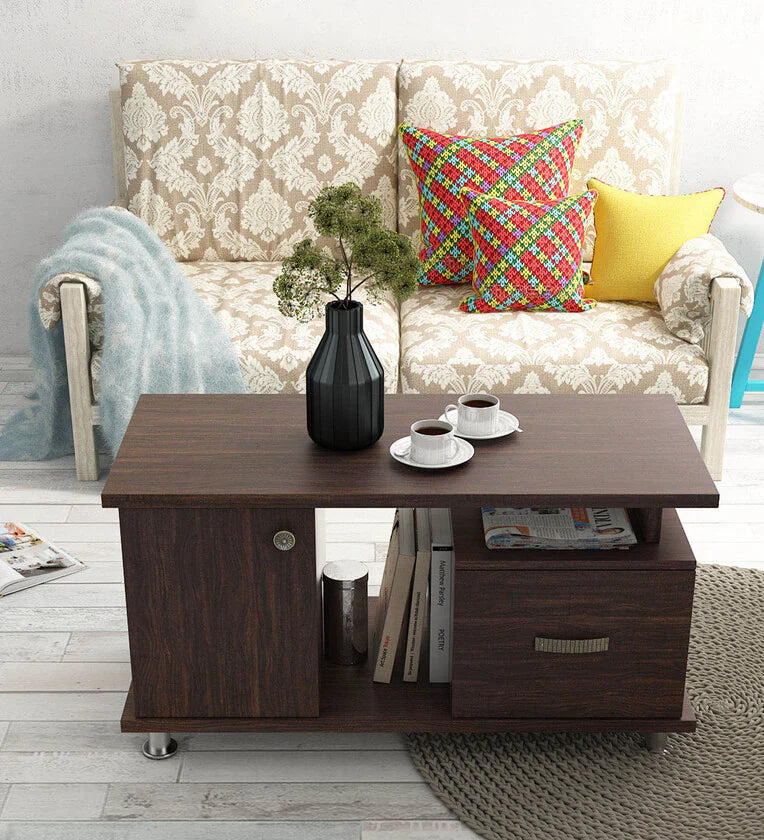 Coffee Table with Drawer Storage in Choco Walnut Finish