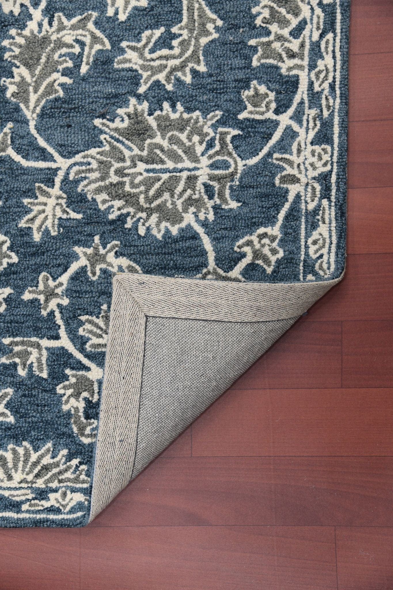 Navy Wool Romania 4x6 Feet  Hand-Tufted Carpet - Rug
