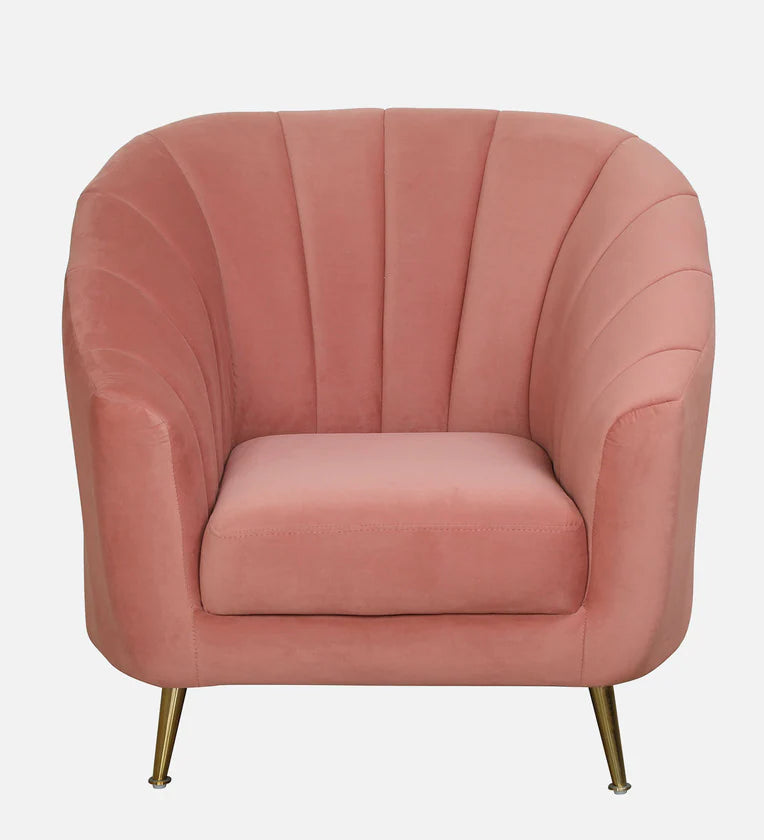 Velvet 1 Seater Sofa In Blush Pink Colour